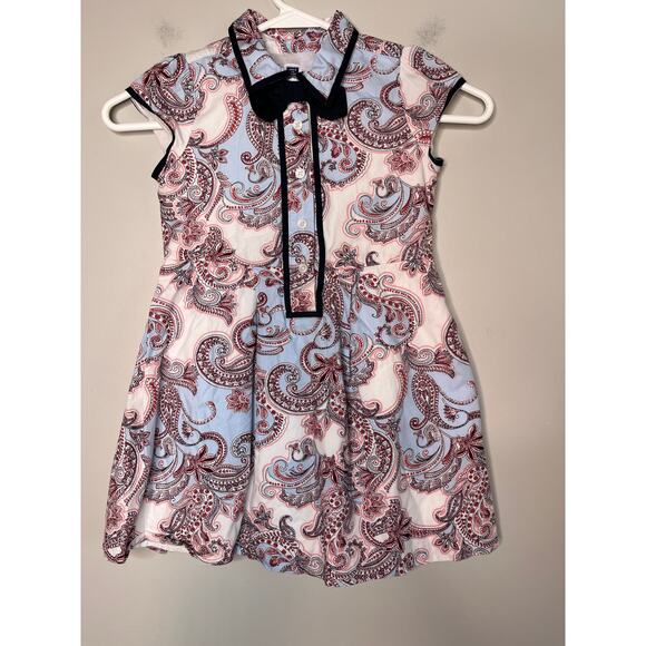 Janie and Jack Red Blue Patriotic Paisley Floral Bowtie Formal Event Dress 5 - Picture 1 of 5